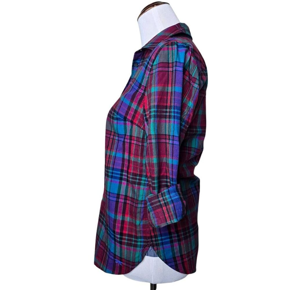 Talbots Cotton Plaid Button Down Roll Sleeve Shir… - image 5